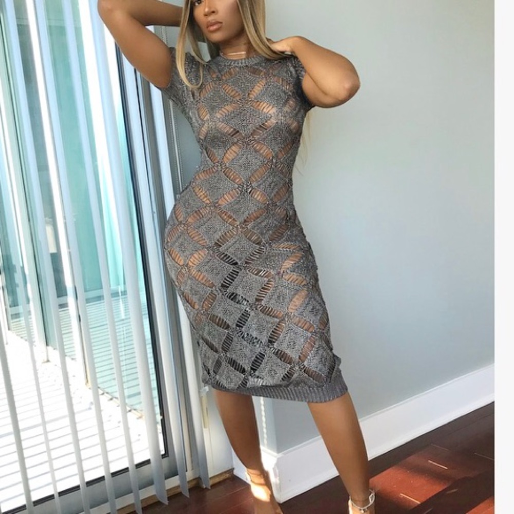 MIDI KNIT METALLIC COVER UP/DRESS